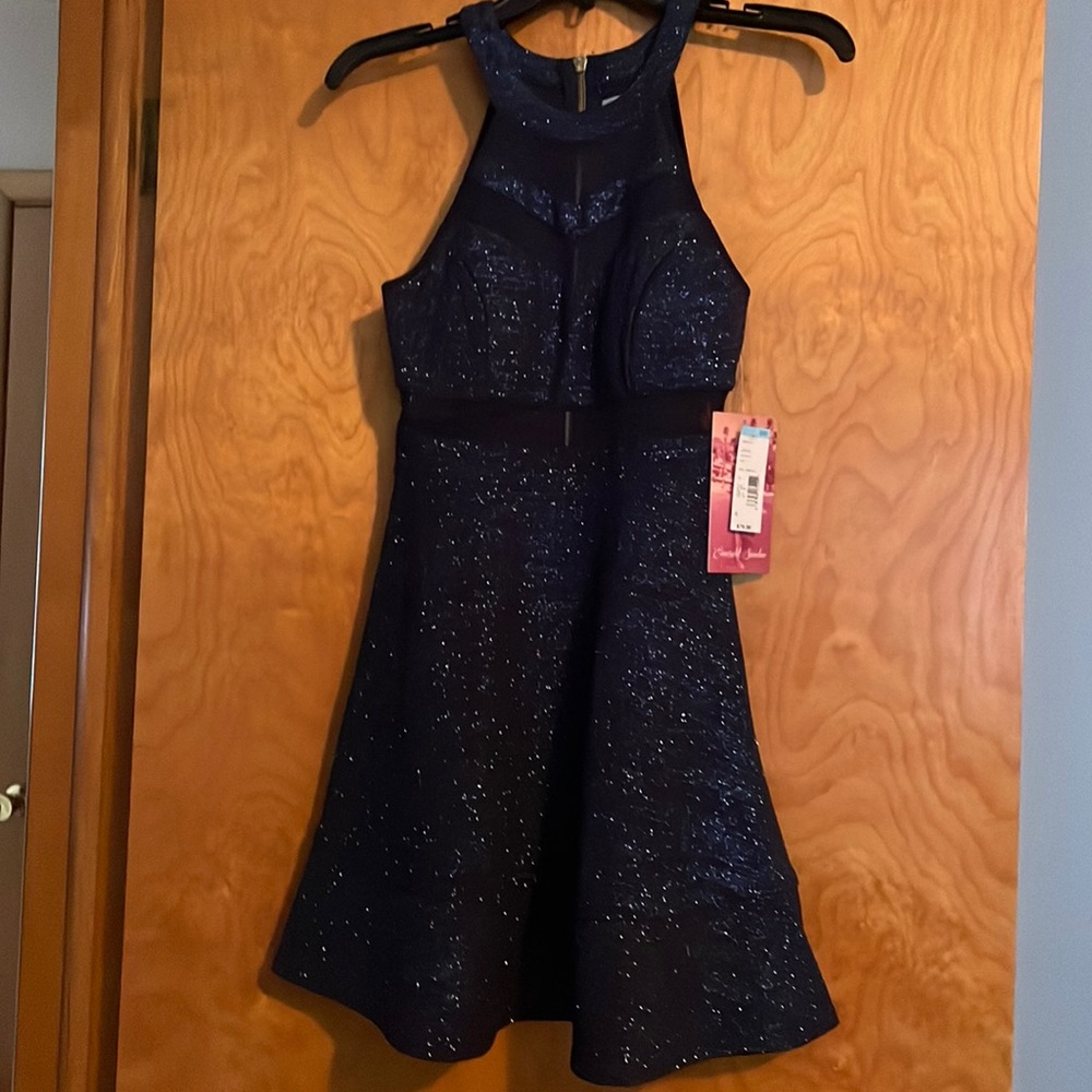 Navy Blue Emerald Sundae Semi Formal Dress